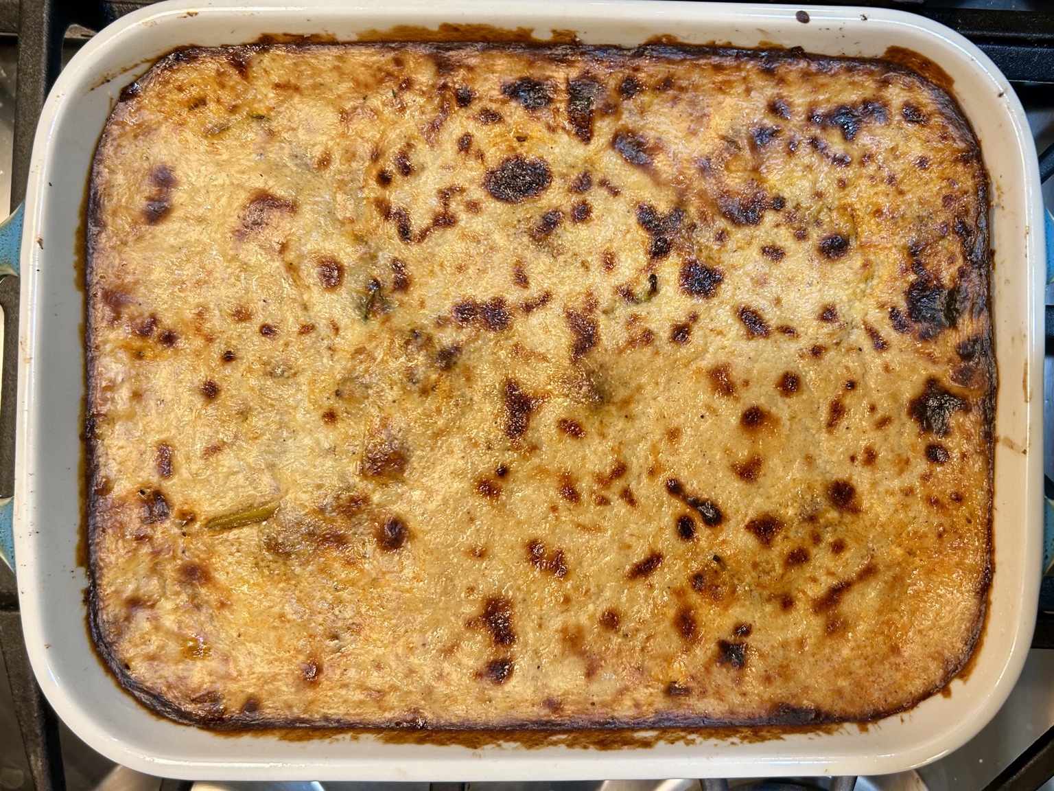Freshly baked light moussaka